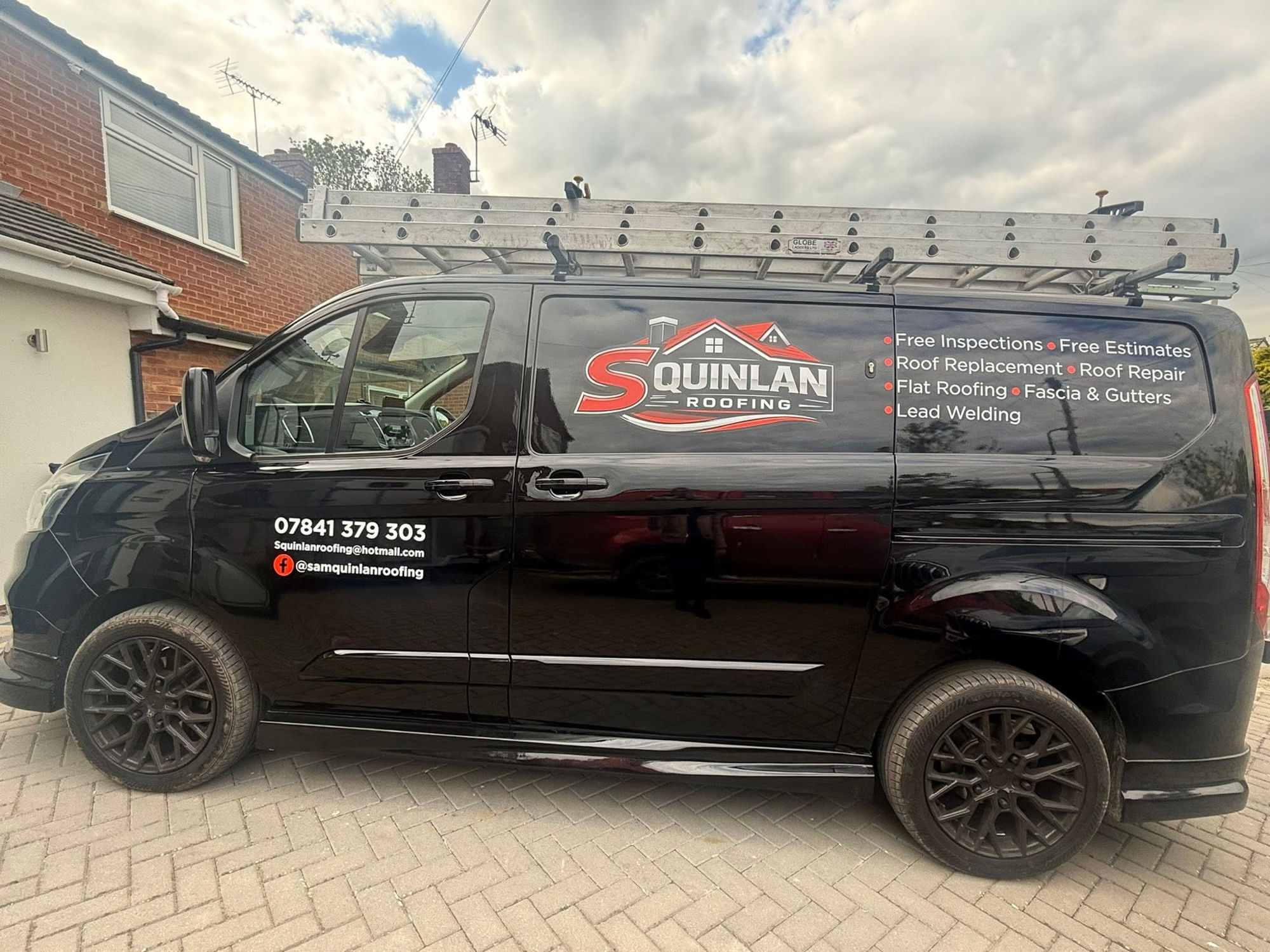 S Quinlan Roofing branded company van — Warwickshire roofing specialists